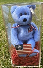 Ty America Blue Beanie Baby Babies 9/11 Tribute Bear USA Patriotic Flag