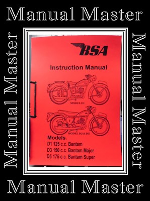 BSA Bantam Models D1,D3 Major & D5 Super Instruction A4 Manual
