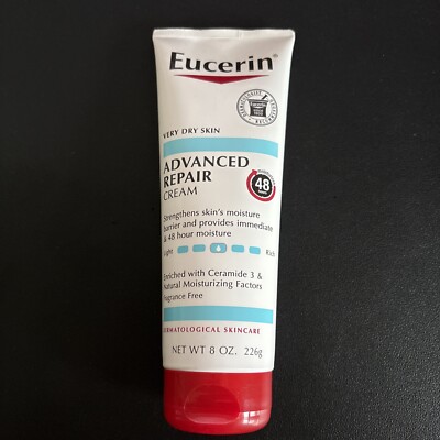 Eucerin Advanced Repair Body Cream for Very Dry Skin, Fragrance Free Daily 8 oz 