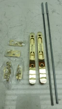 2 Pack Penrod Flip Lever Flush Bolts W/ 16" Extension Rod Strike Plates BR-BRASS