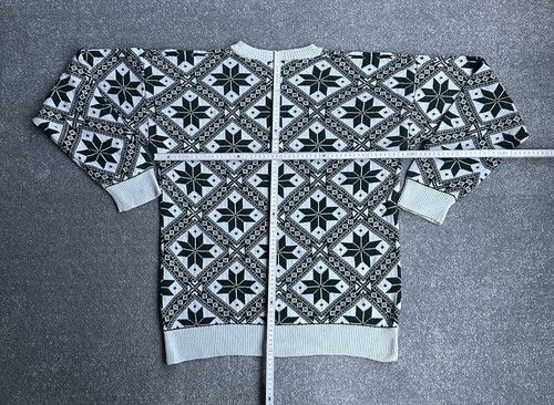 C&A Herren Vintage Pullover Gr. L 90er RAMIE Strickpullover Muster 13214 Grün - Bild 4 von 8