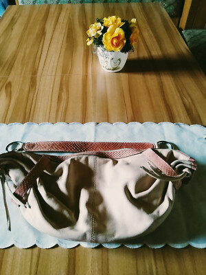 Strenesse Gabriele Italy  Lederhandtasche Rose  Teilweise Kroko-Optik