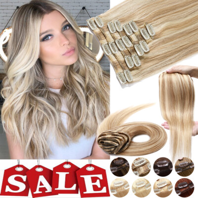 Auslaufrabatt Clip in Extensions 100% Remy Echthaar Vollkopf Haarverlangerung DE