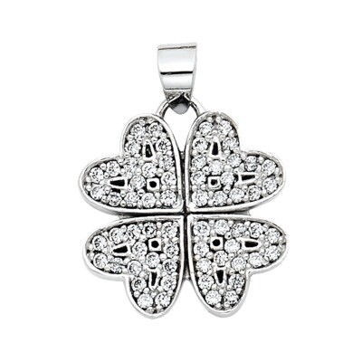 Anhänger Gold 14 Karat Weißgold Zirkonia Blume