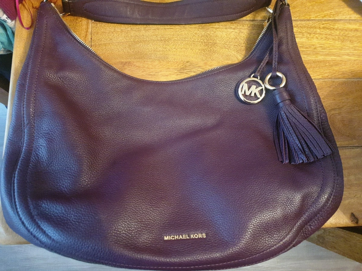 Michael Kors Lydia Large Hobo Handbag Plum Aubergine Leather