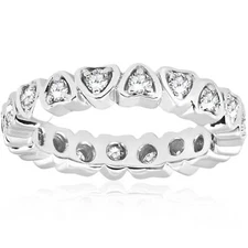 1/2ct Heart Shape Diamond Eternity Ring 14K White Gold