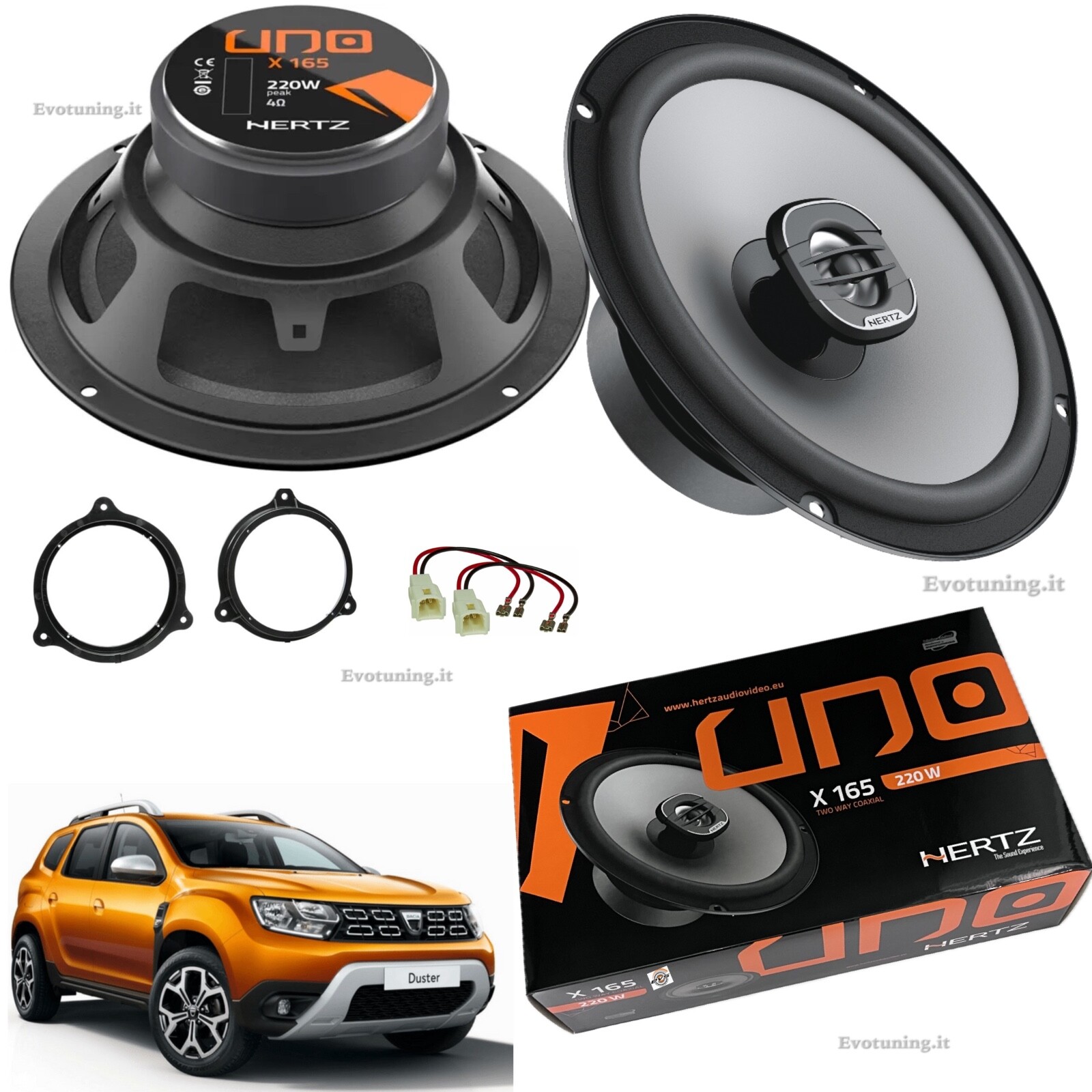 Casse Auto Hertz X165 165mm per Dacia Duster II dal 2017 - 220W