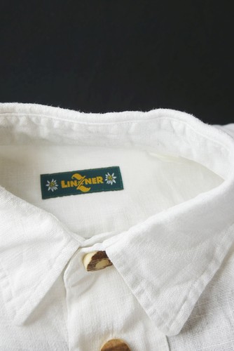 Trachtenhemd von Linzner Leinenhemd weiß mit Edelweiss Stickerei Gr.XL 43 - Bild 2 von 4