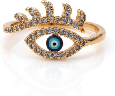 Anillo Ajustable De Ojo Turco Para Mujer , Joya Abierta Con Circonita