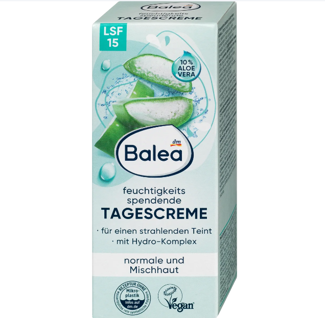 Balea Feuchtigkeitsspendende Tagescreme LSF 15, fr schnen Teint Aloe Vera  50g | eBay.de