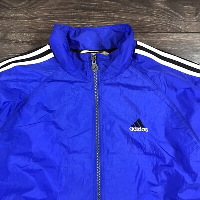 adidas Vintage 90's Style Fashion Blue Iris Full Zip Windbreaker