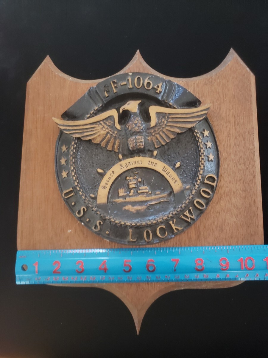 Vintage USS Lockwood FF-1064 Navy Naval Ship Ceramic Medallion