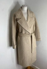 Autograph Belted Wool Blend Coat 8 Vgc Herringbone Tweed Wrap Classic Smart Midi