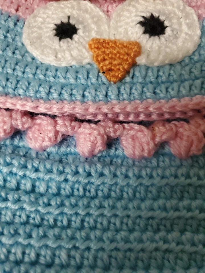 Juego de sombrero y cubierta de pañal de búho ganchillo a mano 0-9 meses juego de ganchillo búho nuevo con etiquetas Foto 3 de 4