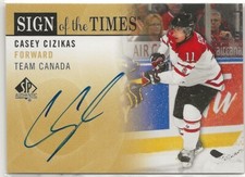 2012-13 SP Authentic Sign of the Times #SOTCC Casey Cizikas Team Canada