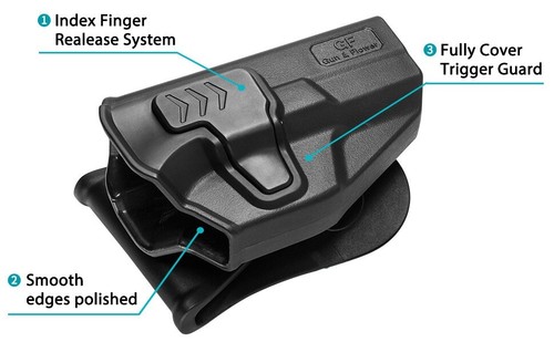 Level II/2 OWB Paddle Holster with Index Finger Release Glock 19/19X/23/32/44/45 - Picture 10 of 15