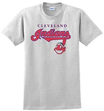 Cleveland Indians T-Shirt Gray, Khaki, White, Yellow.  Small - XXL 100%  Cotton