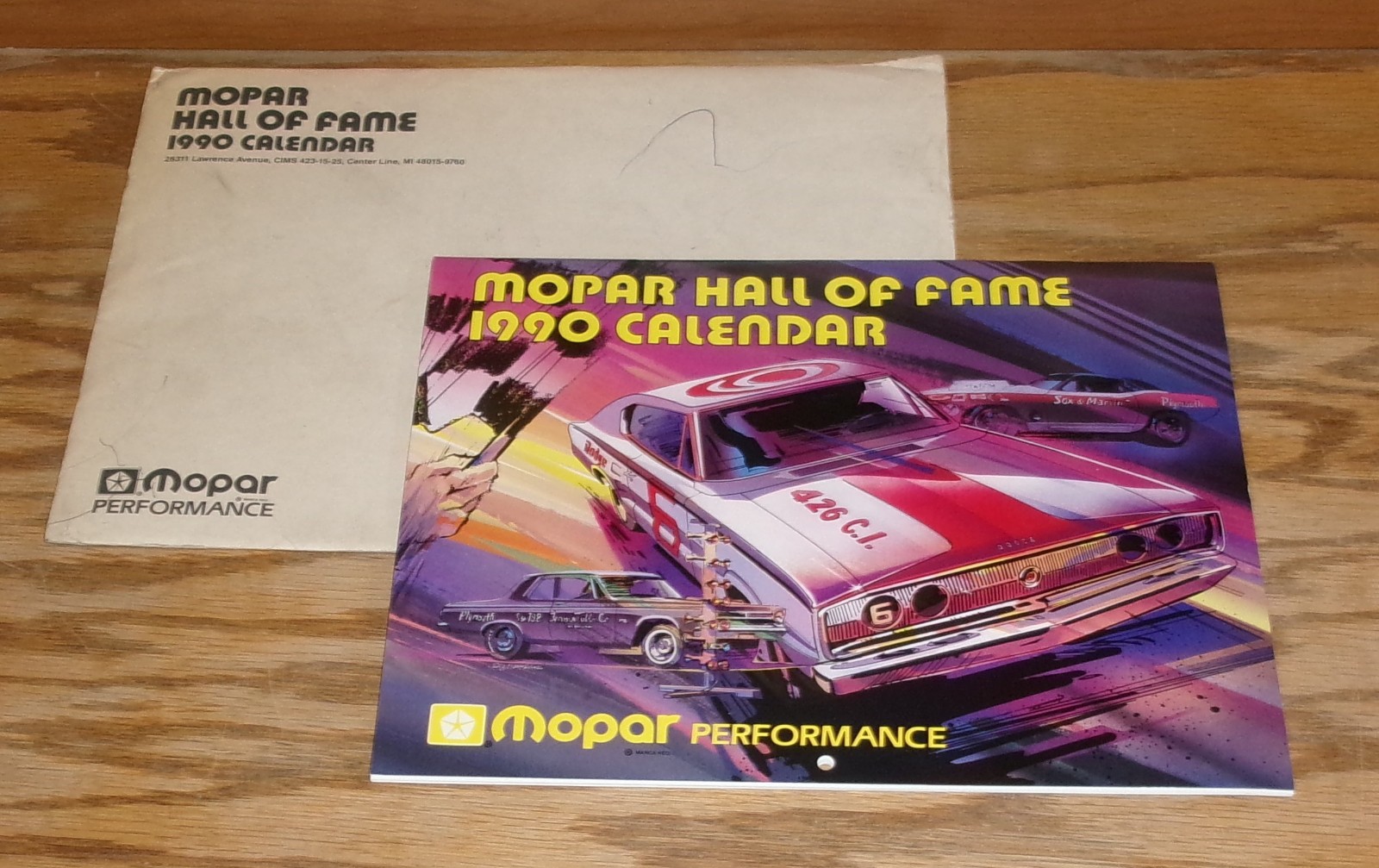 1990 Plymouth Dodge Chrysler Mopar Performance Hall of Fame Calendar w Envelope