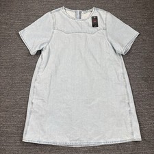 Levis Tee Dress Women XL Light Wash Denim Yoke Western Jean Western Pockets NEW