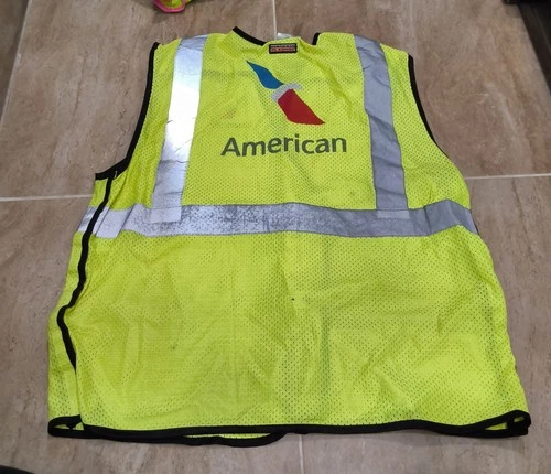 Adult American Airlines Safety Vest Reflective Yellow Sz 3X - product listing photo
