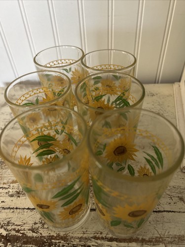 CRISA VINTAGE MODELLO GIRASOLE SET DI SEI BICCHIERI DA 8 OZ - Foto 3 di 3