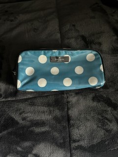 Kate Spade NY Blue with White Polka Dots Padded Cosmetic Makeup Clutch Pouch