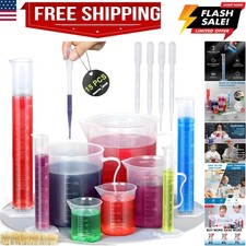 Upgraded Plastic Graduated and Plastic Beakers Set - Graduated 10ml 25ml 50ml...