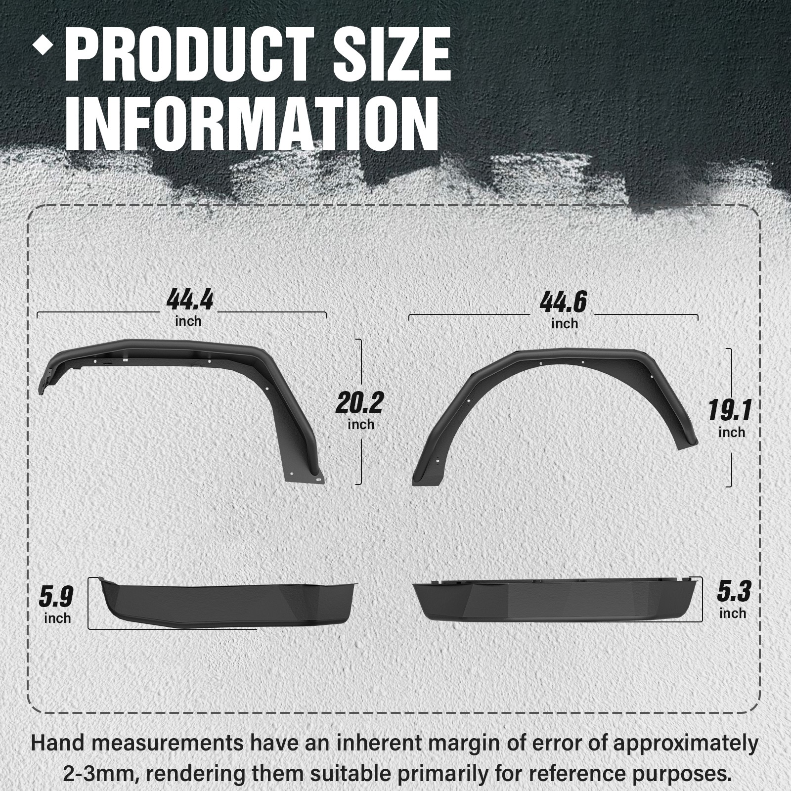 Front & Rear Tubular Fender Flares Tube Mud Guard For 2018-2025 Jeep Wrangler JL