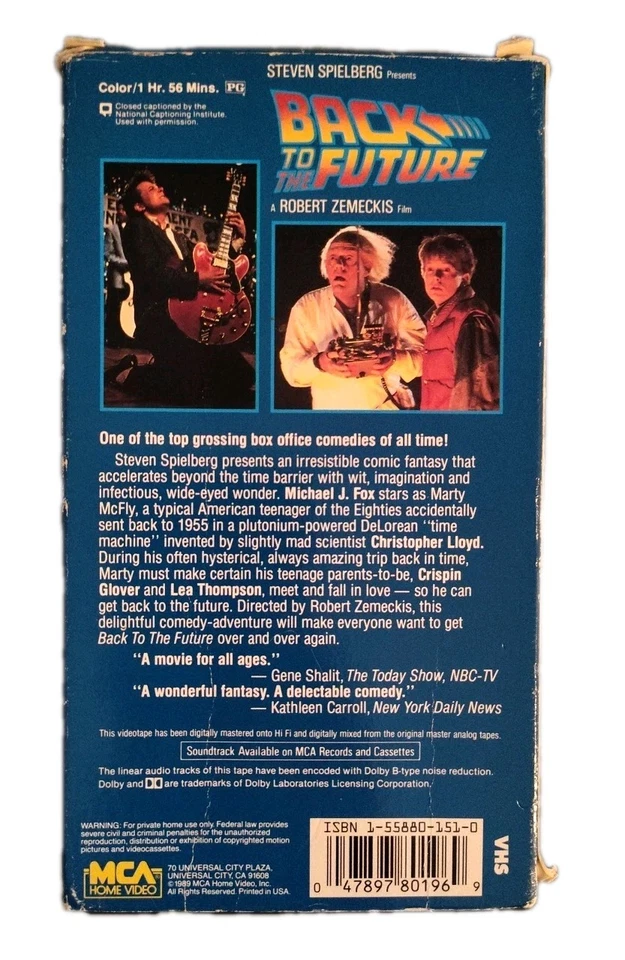 Vintage Back To The Future VHS 1986 Yellow MCA Logo First Release Foto 2 de 4