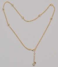 14K Yellow Gold Rope Chain Necklace Station Beads 18  19in 4.6g C2