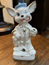RARE Vintage 1950''s Nippon Yoko Boeki Anthromorphic Ceramic Mouse Ashtray Gold