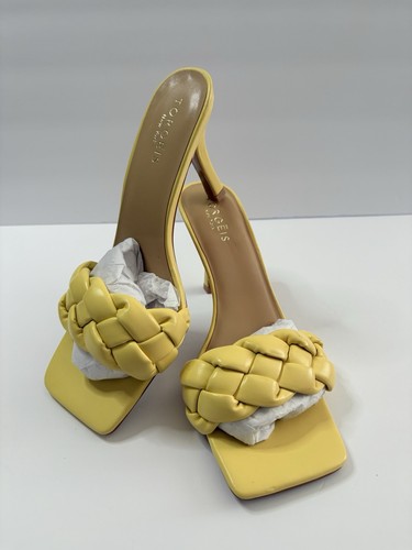 TORGEIS Maraca Braided High Heel Sandals Yellow Size 8.5 Retail $109NWT - Picture 2 of 10