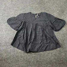 ANTHROPOLOGIE The Liza Puff-Sleeve Smocked Linen Top Women's Size XS