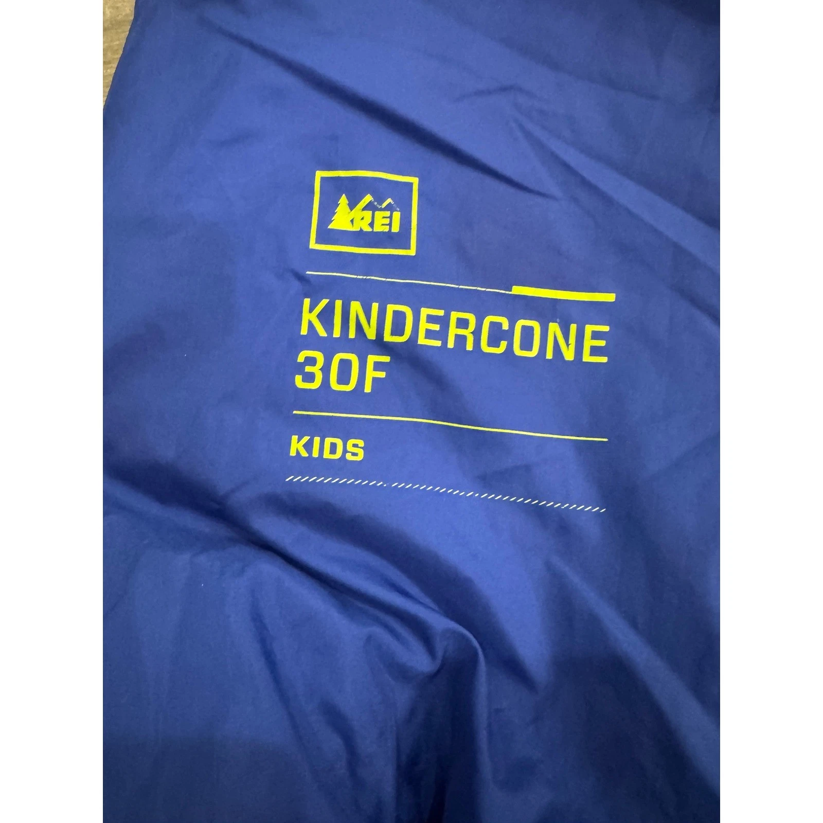 REI Kindercone 30F Kids Sleeping Bag Blue Lime Youth Mummy Camping Backpacking