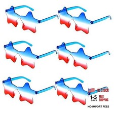 JUSTOTRY 6 Pcs 4th of July Sunglsses Patriotic Glasses Red Red White And Blue