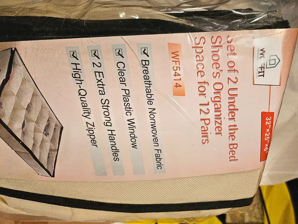 Woffit Under Bed Shoe Storage Organizer Set of 2 Containers, Each Fit 12 Shoes - Image 4 of 4