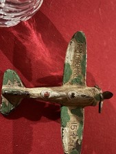 Vintage Cast Iron Army Bomber Toy Airplane Green Camouflage