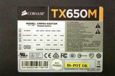 Corsair Enthusiast Series TX650M CMPSU-650TXM 650W 80+ modular   #37400