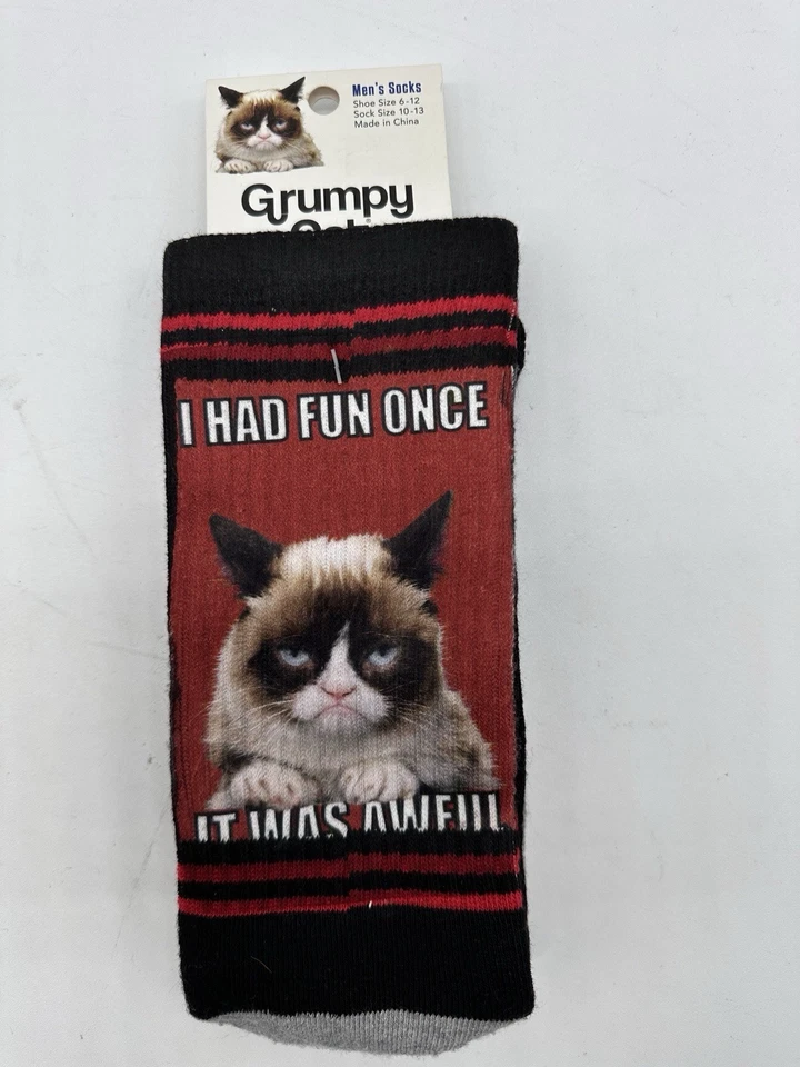 NUEVO PAR DE CALCETINES K.BELL PARA HOMBRE GRUÑÓN GATO CREW NEGROS GRANDES Foto 3 de 4