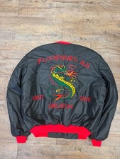 Vintage 1980's German Belguim Florennes Military Souvenir Jacket Black Sz: L