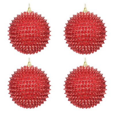 Spiked Glitter Christmas Ornaments, 4PCS 3.54'' Handcrafted Cone Stud Ball Dec...