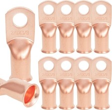 10 Pcs 2/0 AWG 3/8 Stud Heavy Duty Copper Battery Cable Terminals Lugs Ends