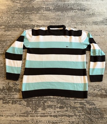 Lacoste Vintage Strickpullover Herren Gestreift Sweater Gr. XL