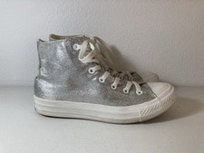 Converse Chuck Taylor All-Stars - Silver Glitter High-Top Shoes Women s Size 7.5