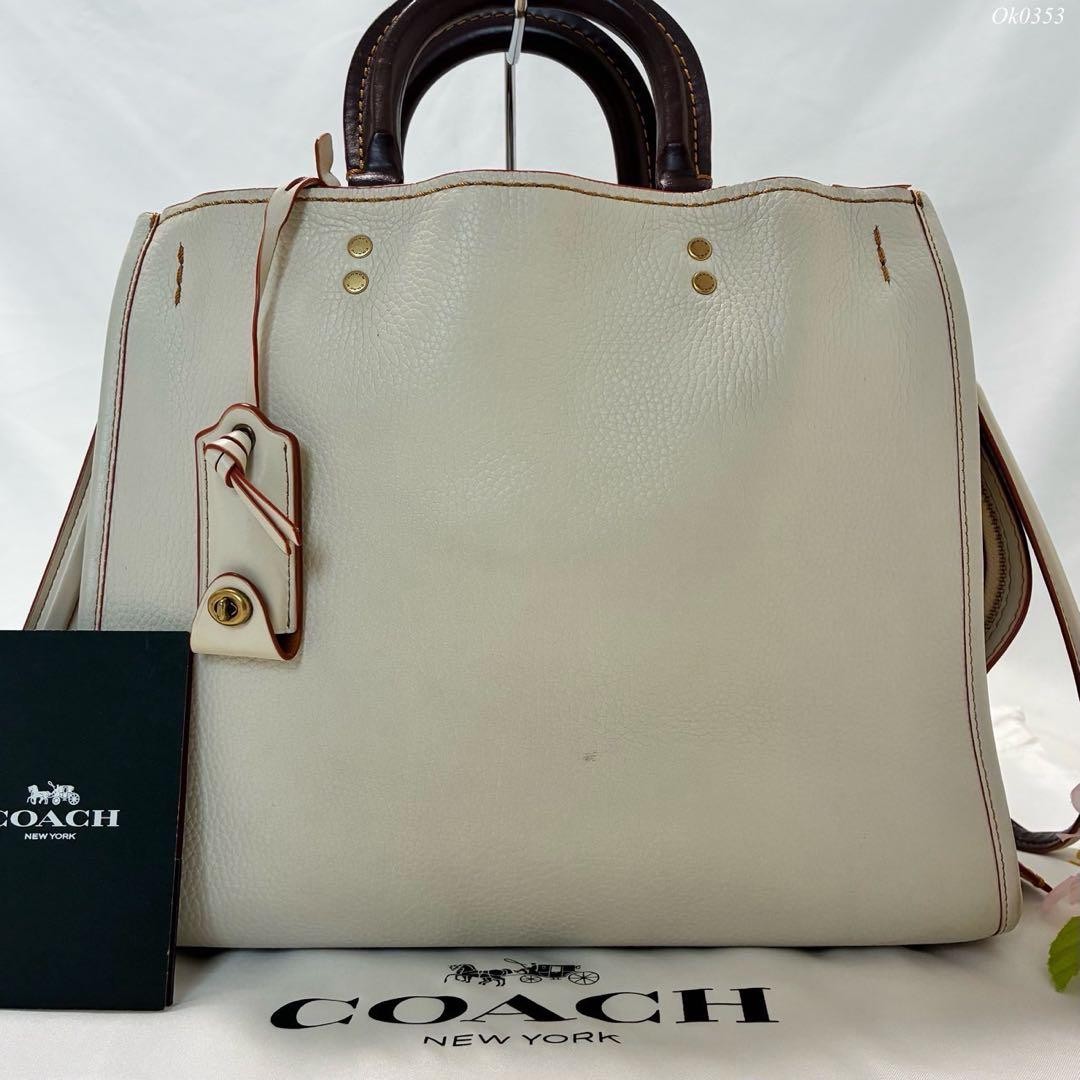 【美品】コーチ 20315 ローグ 2way ハンドバッグ レザー 斜め掛け 白 Coach 20315 Rogue 30 Satchel Leather White 2Way 1941 Authentic