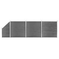 WPC Zaun-Set 3 Quadrate + 1 SchräGe 619X186 Cm Grau