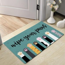 Welcome Door Mat,Cute Cat Paw Front Door Mat for Home Entrance,Garage and Gar...