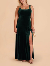 Luxurious Emerald Green Velvet Maxi Dress Formal Wedding Evening Christmas Gown