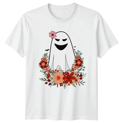 Blumen Retro Geist Damen T-Shirt Blumen Geist Halloween Geschenk für Sie