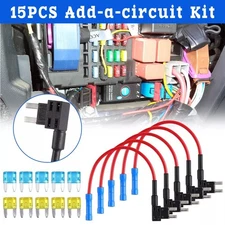 15PCS 12V Car Add-a-circuit Fuse TAP Adapter Kit 15 Amp 20Amp Mini ATM APM Blade